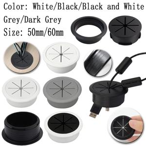 50mm 60mm 케이블 그로밋 데스크 코드 홀 커버, 사무실 테이블 카운터탑 케이블 관리용 와이어 아웃렛 포트 스레딩 박스 커버