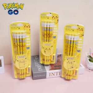 12pcs 포켓몬 연필 지우개 연필깎이 포함 귀여운 피카추 애니메이션 피규어 학교 용품 사무용품 카와이 도구 선물