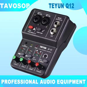 TEYUN Q12 2채널 전문 휴대용 오디오 인터페이스 사운드 카드 콘솔 미니 USB 믹서 (기타 녹음 스튜디오, 노래 녹음용)