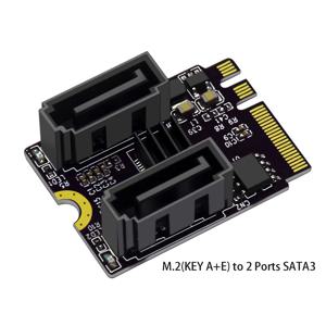 M.2 to SATA 3.0 어댑터 A+E 키 확장 카드 컨버터 6GPS SATA 어댑터, SSD HDD 드라이브 연결, PC 서버 데이터 NVR용 무료 JMB582