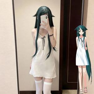 애니메이션 사야의 노래 사야 코스프레 드레스 의상 여성 화이트 캐미솔 스커트 여름 잠옷 카니발 의류