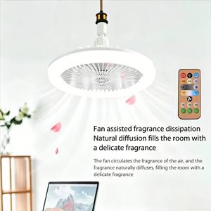2-in-1 E27 소켓 팬 조명 리모컨 85-265V 에너지 절약형 무소음 LED 천장 선풍기 (침실, 주방, 거실용)
