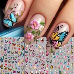 봄과 여름 꽃 나비 네일 스티커, 네일 장식 DIY, 선물, 파티 및 웨딩 메이크업 스타일링에 쉽게 적용 가능