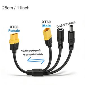 3-in-1 XT60-2개의 DC5521 커넥터 변환 케이블, 여성-남성 XT60 연장 어댑터 코드 충전 변환 플러그 전원 케이블