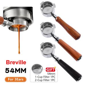54mm 커피 바텀리스 포터필터 브레빌 세이지 870 878 879 필터 바스켓 에스프레소 머신 액세서리 바리스타 도구