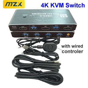 KVM 스위치 4K 60Hz 스위처 USB 3.0 허브 도킹 스테이션 스플리터 도크 2대의 컴퓨터 공유 키보드 마우스 프린터 PC 액세서리