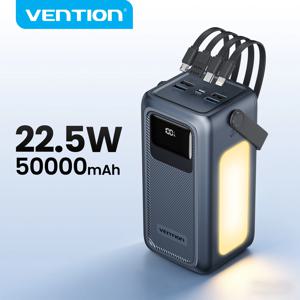 Vention 22.5W 50000mAh 파워 스테이션 아이폰용 휴대용 외부 배터리 가정용 캠핑용 LED 충전기가 있는 삼성 보조 배터리