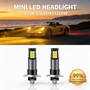 2개 자동차 안개등 LED 전구 3000K 노란색 램프 캔버스 LED H8 H9 H11 고휘도 H1 H3 H4 H7 9005 HB3 9006 HB4 880 881 5202 PSX24W