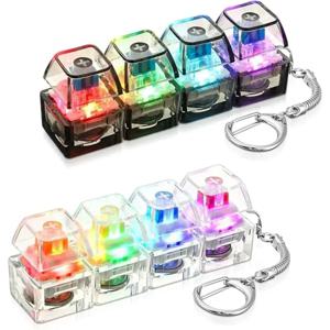 LED 키보드 키체인 피젯 토이 크리스탈 클리커 감각 자극 장난감 스트레스 해소용 키보드 키체인 피젯 가젯 성인 및 어린이용