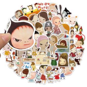 50PCS 요시토모 나라 스티커 귀여운 핸드북 재료 전화 케이스 노트북 가방 워터 컵 방수 스티커