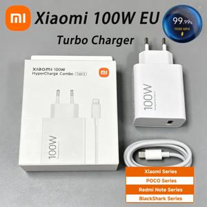 샤오미 정품 100W EU 터보 고속 충전기 1M 6A 케이블 USB 어댑터 (미 17 맥스, 포코 X7, X8, F7, F8 프로 울트라 타입 C 케이블 호환)