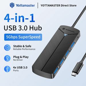 Yottamaster 5Gbps 4-in-1 USB3.0 허브 USB 허브 어댑터 확장 도크 PC iOS 컴퓨터 액세서리용 초슬림 OTG 어댑터 유형 C
