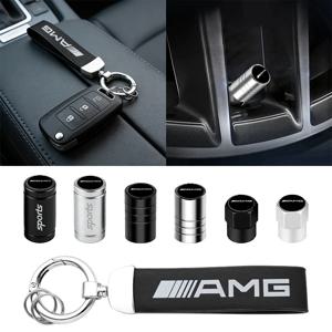 메르세데스 벤츠 C E A B S 클래스 GLC GLS W203 W176 AMG 로고 자동차 타이어 휠 밸브 캡 커버 키 체인 링 키홀더 액세서리