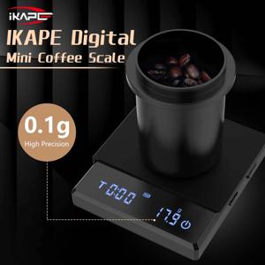IKAPE 미니 디지털 커피 저울(타이머 포함), 2kg/0.1g 고정밀 충전식 드립 에스프레소 저울, 타레 기능 LED 디스플레이