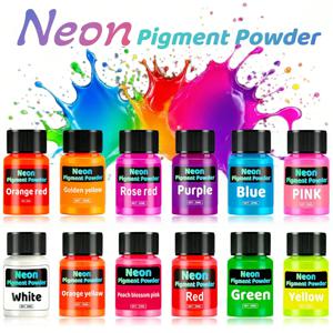 형광 분말, 형광 운모 안료, 12가지 색상으로 제공, 20ml, 6가지 색상으로 구성된 2세트 중에서 선택 가능, 에폭시 수지, 캔들 착색, 네온 색상 안료에 적합, DIY 공예, 주얼리 제작, 크리스마스 선물용으로 이상적