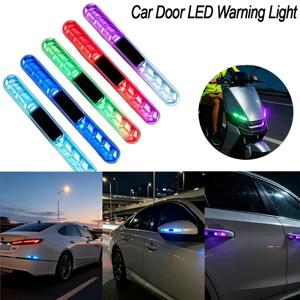 1/2PCS 태양열 자동차 도어 LED 경고등 방수 다채로운 깜박이는 스트립 오토바이 장식 램프 자동차 액세서리