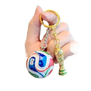FIFA 26주년 기념 경기구 트로피 키체인 모델 플라스틱 미니 축구공 열쇠고리 가방 참 스포츠 팬 기념품 성인용 선물