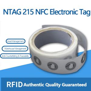 100pcs NFC전자 태그 215 고주파 칩 접착 스티커 215Ntag 원형 터치 감지 위조 방지 습식 인레이