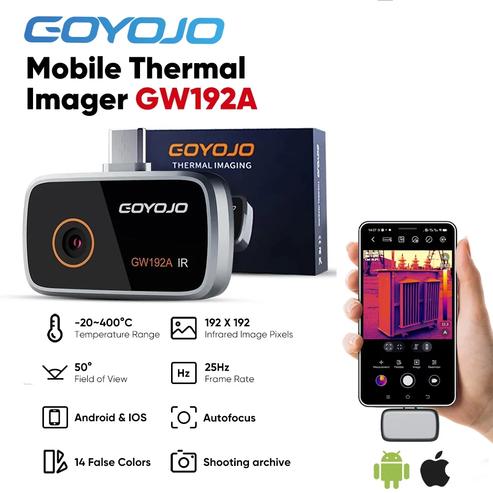 GOYOJO GW192A 아이폰 및 안드로이드폰용 열화상 카메라 적외선 열화상 이미저 검사 수리 열화상 카메라