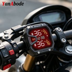 YanAbode 방수 오토바이 TPMS, 컬러 LCD 디지털 디스플레이, 오토바이용 실시간 타이어 공기압 센서 모니터링 시스템