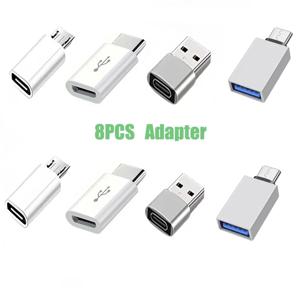 8팩 USB C 여성용 어댑터 세트 USB A to USB C 마이크로 USB to 타입 C 변환기 (차량용 충전기, 노트북, 휴대폰용)