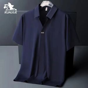 폴로 셔츠 남성 M-6XL7XL 8XL 여름 새로운 고품질 남성 반팔 폴로 셔츠 아이스 실크 남성 비즈니스 캐주얼 폴로 셔츠 5617