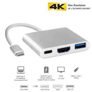4K 타입 C-HDMI 호환 어댑터 USB3.1/3.0 허브 타입 C 충전 컨버터(삼성 S23 울트라 화웨이 샤오미 노트북 맥북용)