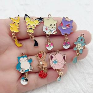 10개 귀여운 만화 포켓몬 애완동물 펜던트 DIY 귀걸이 목걸이 열쇠고리 펜던트