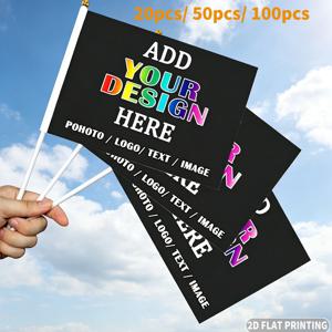 20개/50개/100개 맞춤형 2D 평면 휴대용 미니 깃발 (플라스틱 깃대 포함) |   맞춤형 미니 깃발, 기념 행사에 이상적