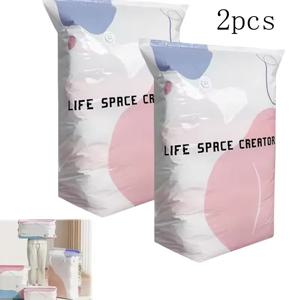 2pcs 두꺼운 진공 압축 가방, 투명한 이불 진공 가방, 가정용 의류 보관 및 분류 가방, 보관 가방