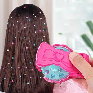 여자아이 머리 땋기 다이아몬드 드릴 장난감 반짝이 스티커 장식 DIY 공예 세트 공주 역할놀이 드레스업 마법 선물