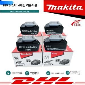 정품 6AH Makita BL1860B 6Ah 배터리 전동 공구 리튬 이온 교체용 LXT BL1850 BL1840 18V 스크류드라이버용 BMS 18V 배터리 포함