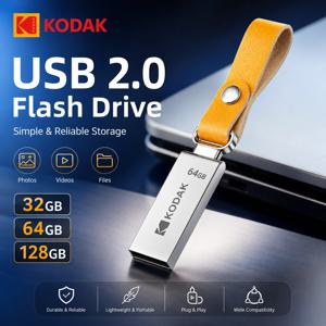 KODAK K122 USB 2.0 플래시 드라이브 128GB 64GB 32GB 미니 금속 펜드라이브 PC 노트북용 방수 메모리 스틱