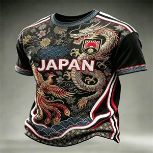2026년판 일본 팬 축구 트레이닝 티셔츠 - 3D 디지털 프린팅 - 편안하고 통기성 좋은 - 가족 의류