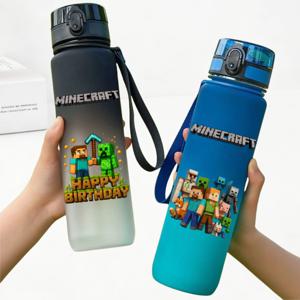 650ML 마인크래프트 스포츠 물병 누출 방지 플라스틱 컵 피트니스 야외 쉐이커 음료병 여행 사무실 물통 생일 선물