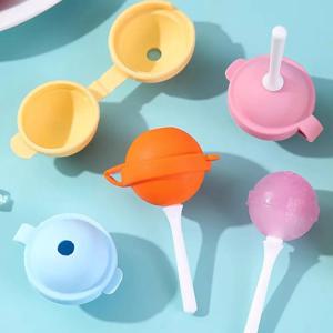 4개입 롤리팝 아이스볼 몰드 실리콘 간편 분리형 수제 아이스바/아이스크림 도구 식품 등급 재사용 가능 논스틱 아이스크림 몰드