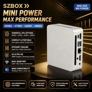 SZBOX 미니 PC AMD 라이젠 5 4500U 라이젠 7 4700U 4800H 5600H DDR4 3200MHz NVMe SSD 윈도우 11 프로 WiFi 6 BT5.2 데스크탑 컴퓨터