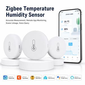 Zigbee Tuya 온도 및 습도 센서 실내용, Tuya Smart Life, Google Home Assistant, Zigbee 2MQTT, ZHA와 호환