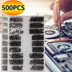 500개 18가지 사이즈 미니 나사 너트 DIY 키트 노트북 컴퓨터 조립 수리용 나사 패스너 세트 안경 휴대폰 수리용