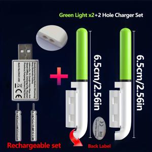 낚시 5종 세트(낚싯대 끝부분 조명 2개 + 충전식 CR425 배터리 2개 + 듀얼 포트 USB 충전기 1개) 충전식 입질 감지기