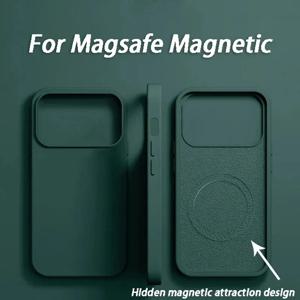 아이폰 18 17 15 12 14 13 16 12 Pro Max 용 MagSafe 무선 충전 케이스, 고급 리퀴드 실리콘 충격 방지 보호 커버