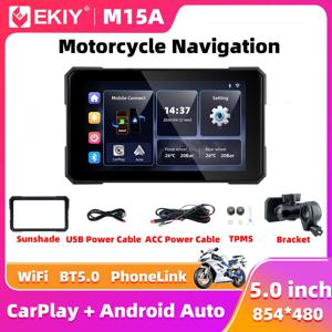 EKIY 5.0인치 무선 CarPlay 모토 안드로이드 오토 휴대용 디지털 대시보드 GPS 오토바이 내비게이션 탈착식 디스플레이 화면