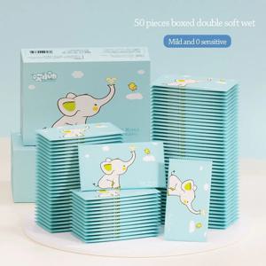 50pcs 유용한 소독 아기 물티슈 손 청소 휴대용 습식 종이 부직포 물티슈 파우치 야외용