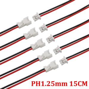 마이크로 JST1.25 2Pin 와이어 커넥터 플러그 잭 미니 JST PH1.25mm 2P 남성 여성 소켓 배터리 충전 케이블 터미널 길이 15CM