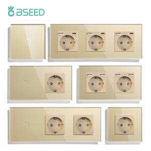 BSEED EU 벽 소켓 단일 전원 콘센트 이중 유리 프레임 USB Type-C 충전 포트 트리플 소켓 플러그 어린이 보호 16A