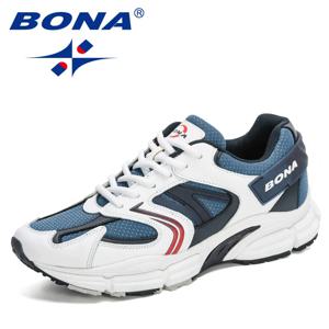 BONA 남성용 액션 가죽 메쉬 스니커즈, 경량 미끄럼 방지 야외 워킹화, 운동화, 신상 디자이너