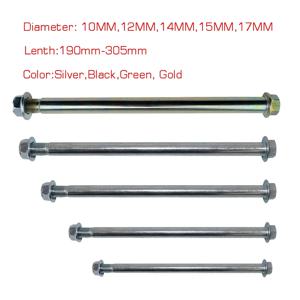 KTM 혼다 야마하 스즈키 리판 가와사키용 오토바이 휠 액슬, 너트 포함, 10mm 길이, 185mm, 205mm, 230mm, 245mm, 260mm, 280mm, 1 개