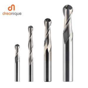 Dreanique 1pc 카바이드 볼 노즈 엔드 밀링 커터 2 플루트 R0.5-R4.0 목재 및 알루미늄용 엔드 밀 라우터 비트 W2B