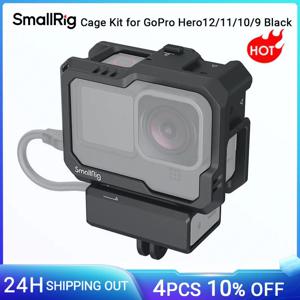 GoPro HERO 9 / 10 / 11 / 12 케이지용 SmallRig 블랙 풀 액션 카메라 케이지(2개의 콜드 슈 마운트 포함) 비디오 Vlog Rig 3083C