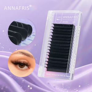 ANNAFRIS 16rows/Tray 매트 블랙 C D DD 컬 개별 속눈썹 연장 프리미엄 인조 밍크 클래식 래쉬 내추럴 소프트 인조 속눈썹